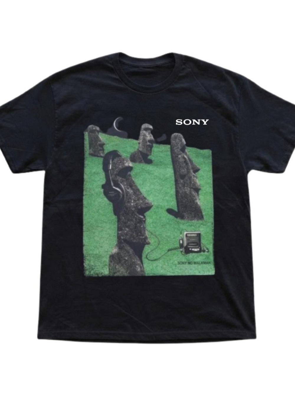Statue Island Music Graphic Black Cotton Gildan T-Shirt